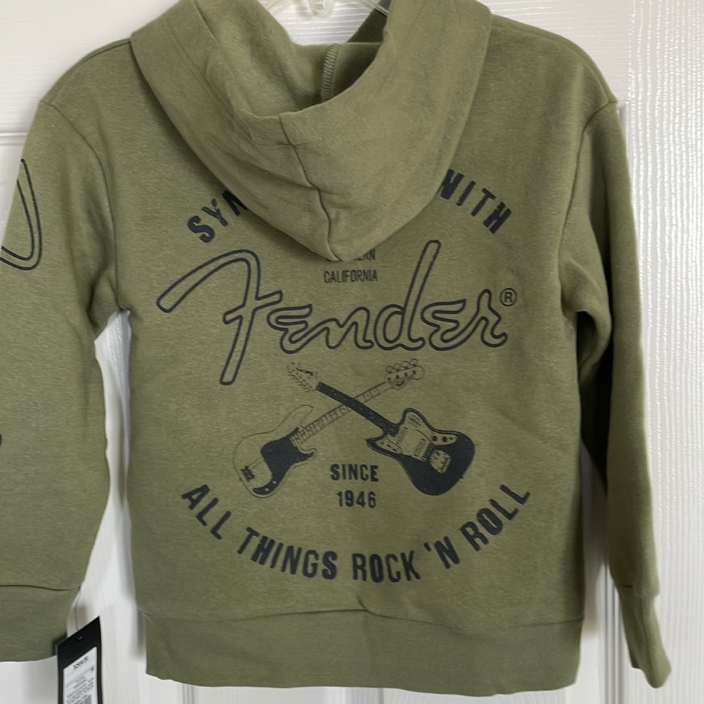 New! Boys' Fender Guitar Pullover Hoodie - art class™ Green Size XS (4/5)